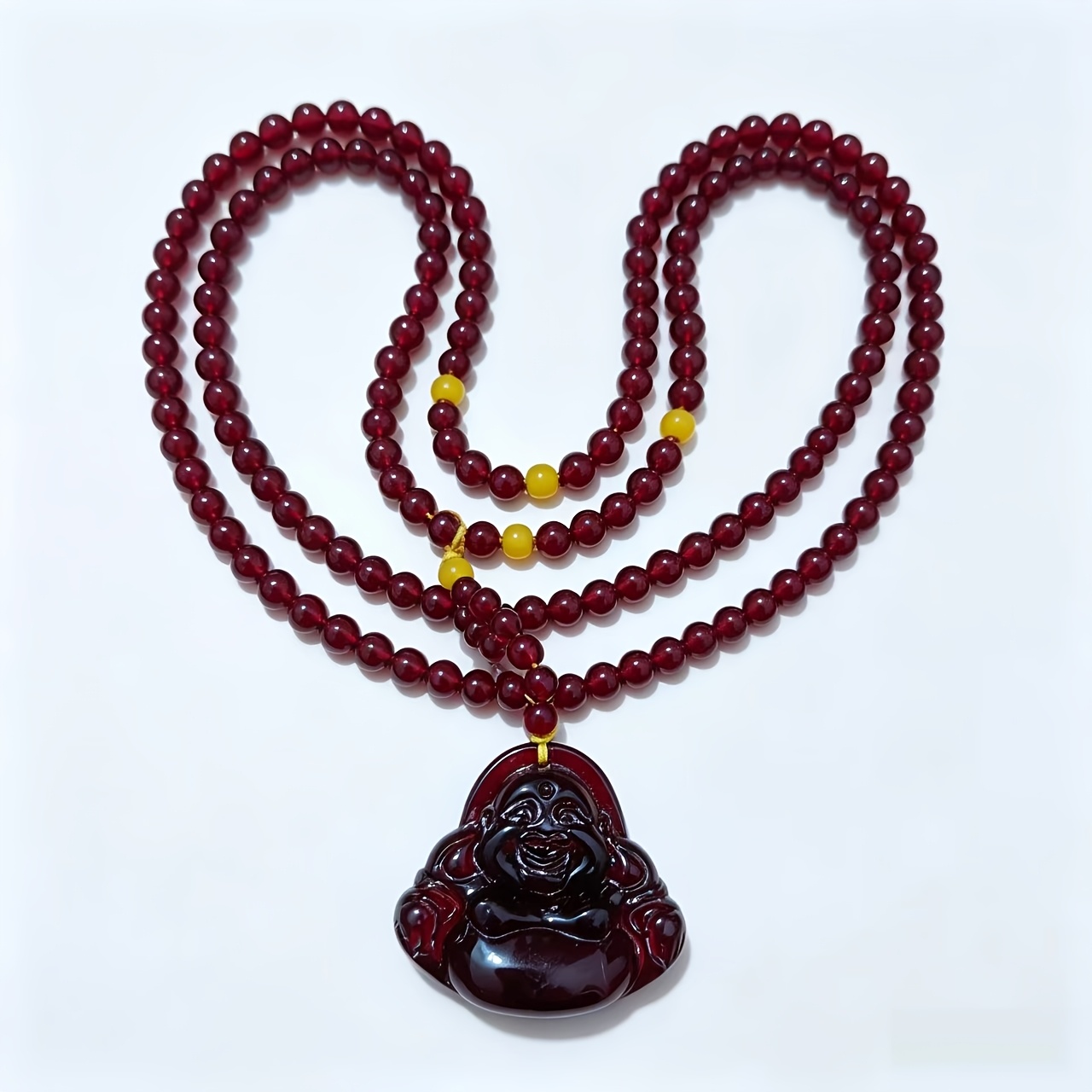 High-Value Blood Pool Amber Maitreya Pendant Necklace